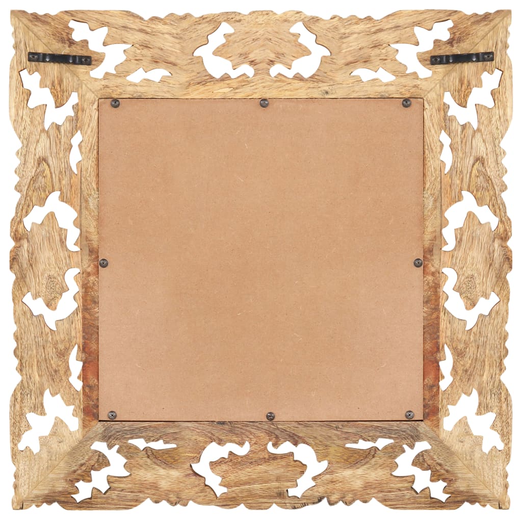 Espejo tallado a mano marrón 50x50 cm madera maciza de mango