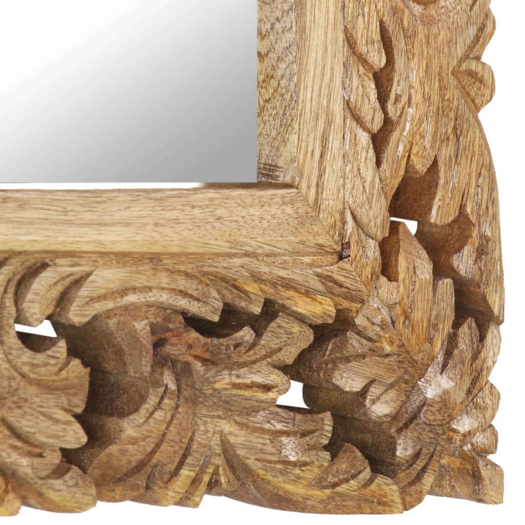 Espejo tallado a mano marrón 50x50 cm madera maciza de mango