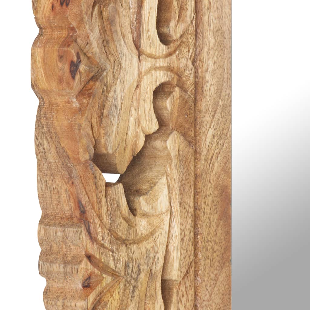 Espejo tallado a mano marrón 50x50 cm madera maciza de mango