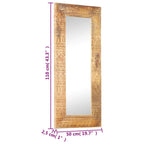 Espejo tallado a mano madera maciza de mango 110x50x2,5 cm