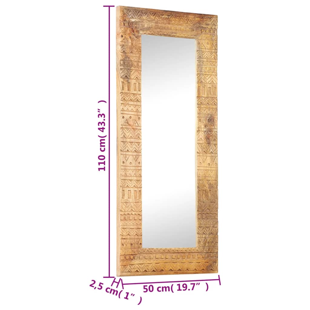 Espejo tallado a mano madera maciza de mango 110x50x2,5 cm