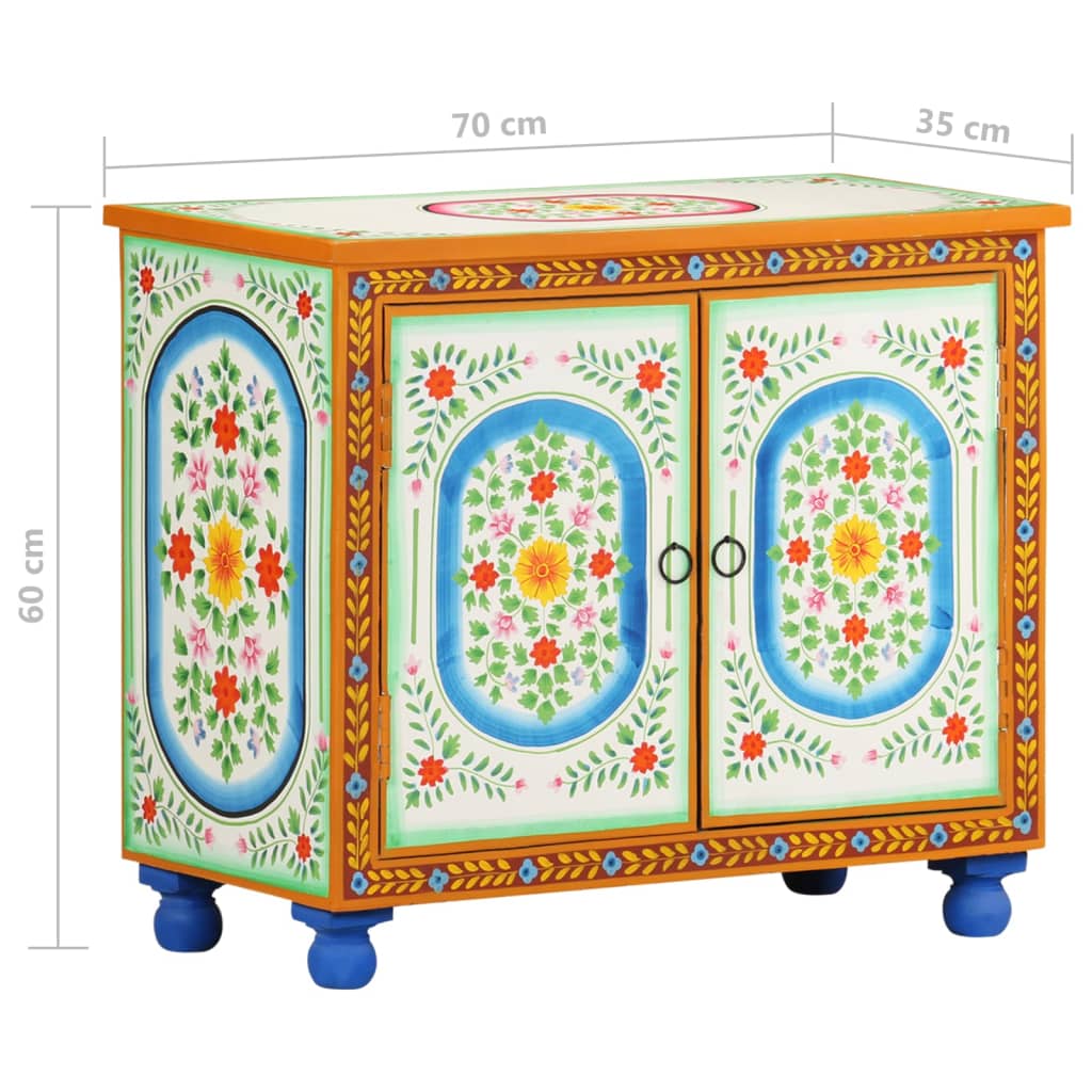 Aparador de madera maciza de mango pintado a mano 70x35x60 cm