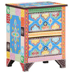 Mesita de noche pintada a mano madera maciza mango 40x30x50 cm