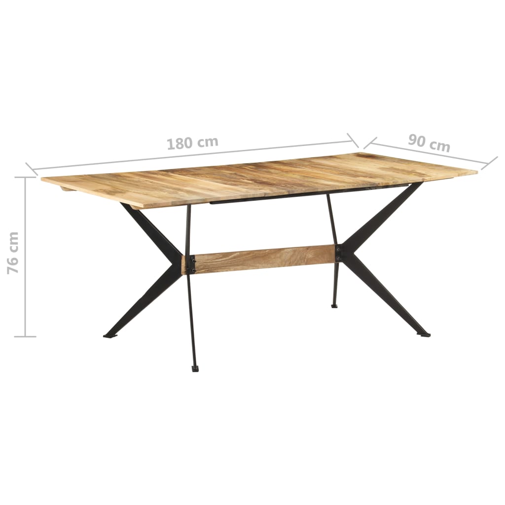 Mesa de comedor de madera maciza de mango 180x90x76 cm