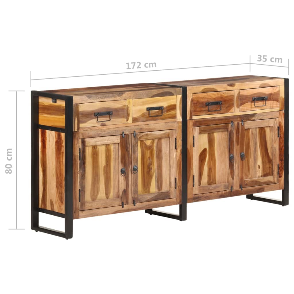 Aparador de madera maciza de acacia acabado miel 172x35x80 cm