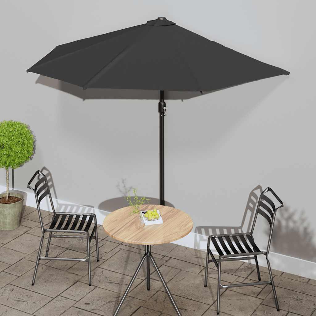 Semi-circular balcony parasol, aluminum, burgundy, 300x155x223 cm