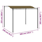 Toldo parasol gris taupe 3x2,4 cm 180 g/m²