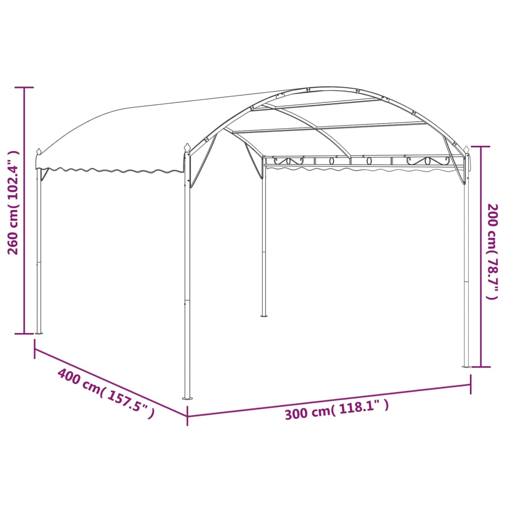Cenador gris taupe 4x3x2,6 m 180 g/m²