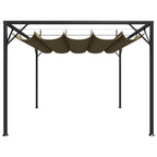 Cenador de jardín con techo retráctil gris taupe 3x3m 180 g/m²