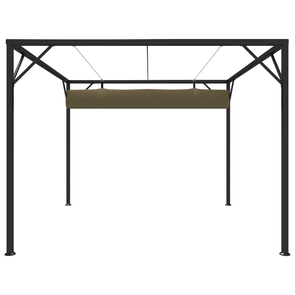 Cenador de jardín con techo retráctil gris taupe 3x3m 180 g/m²