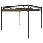 Cenador de jardín con techo retráctil gris taupe 3x3m 180 g/m²
