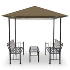 Quiosco de jardín mesa y bancos gris taupe 180g/m² 2,5x1,5x2,4m