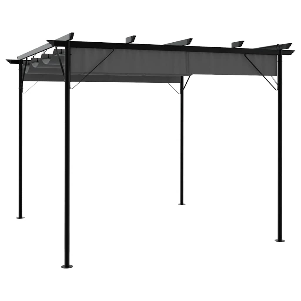 Pérgola con tejado ajustable acero color blanco crema 3x3 m