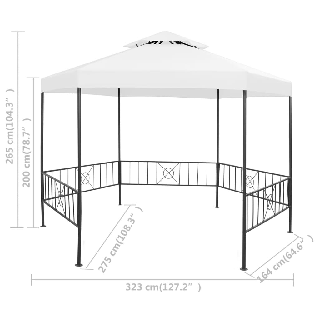 Cenador de jardín blanco 323x275x265 cm 180 g/m²