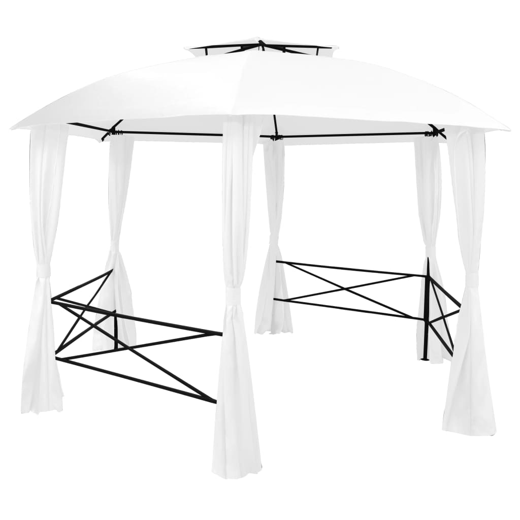 Marquesina de jardín con cortinas blanca 360x312x265cm 180 g/m²