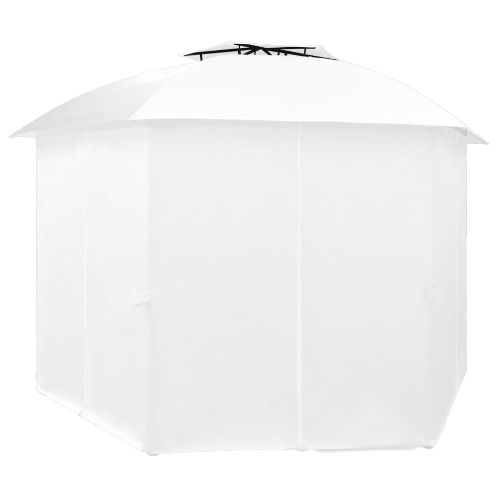 Marquesina de jardín con cortinas blanca 360x312x265cm 180 g/m²