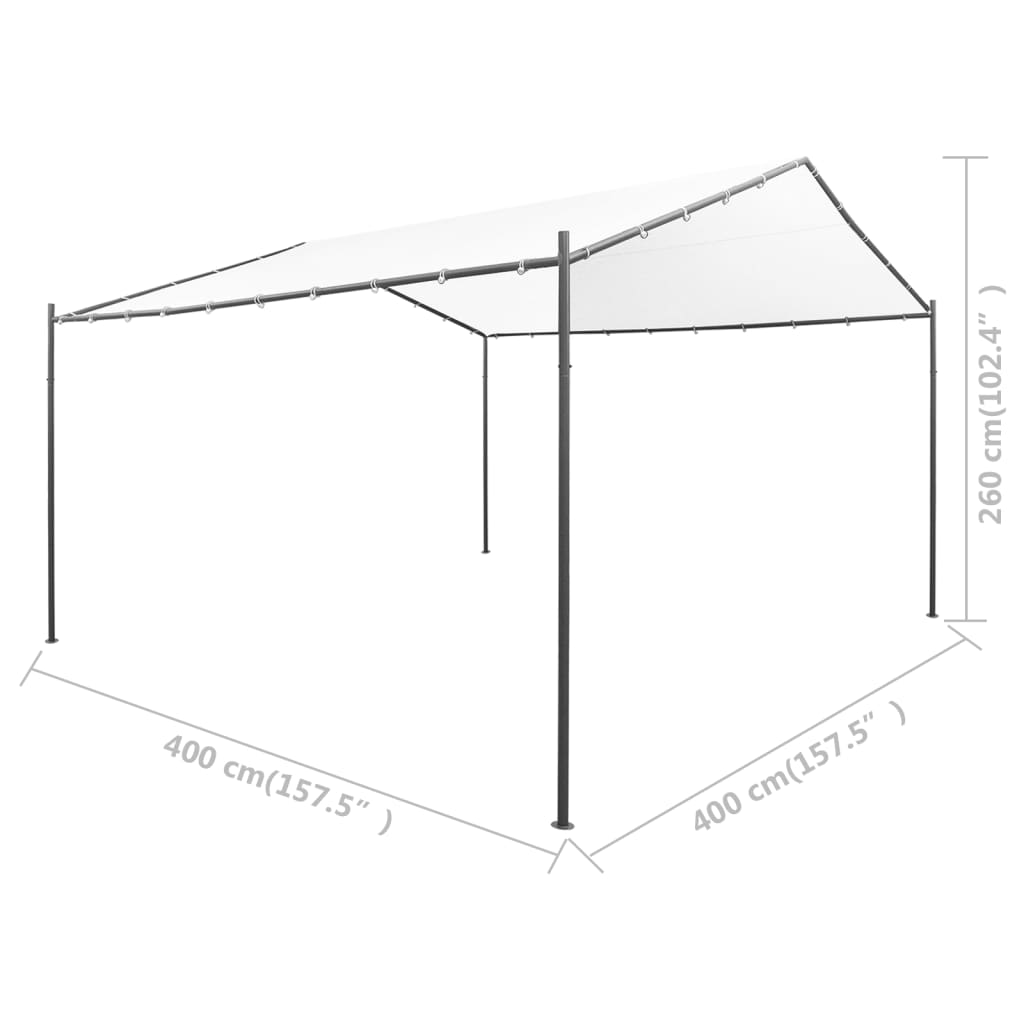 Cenador de jardín blanco 400x400x260 cm 180 g/m²