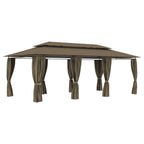 Cenador con cortinas 600x298x270 cm blanco 180g/m²