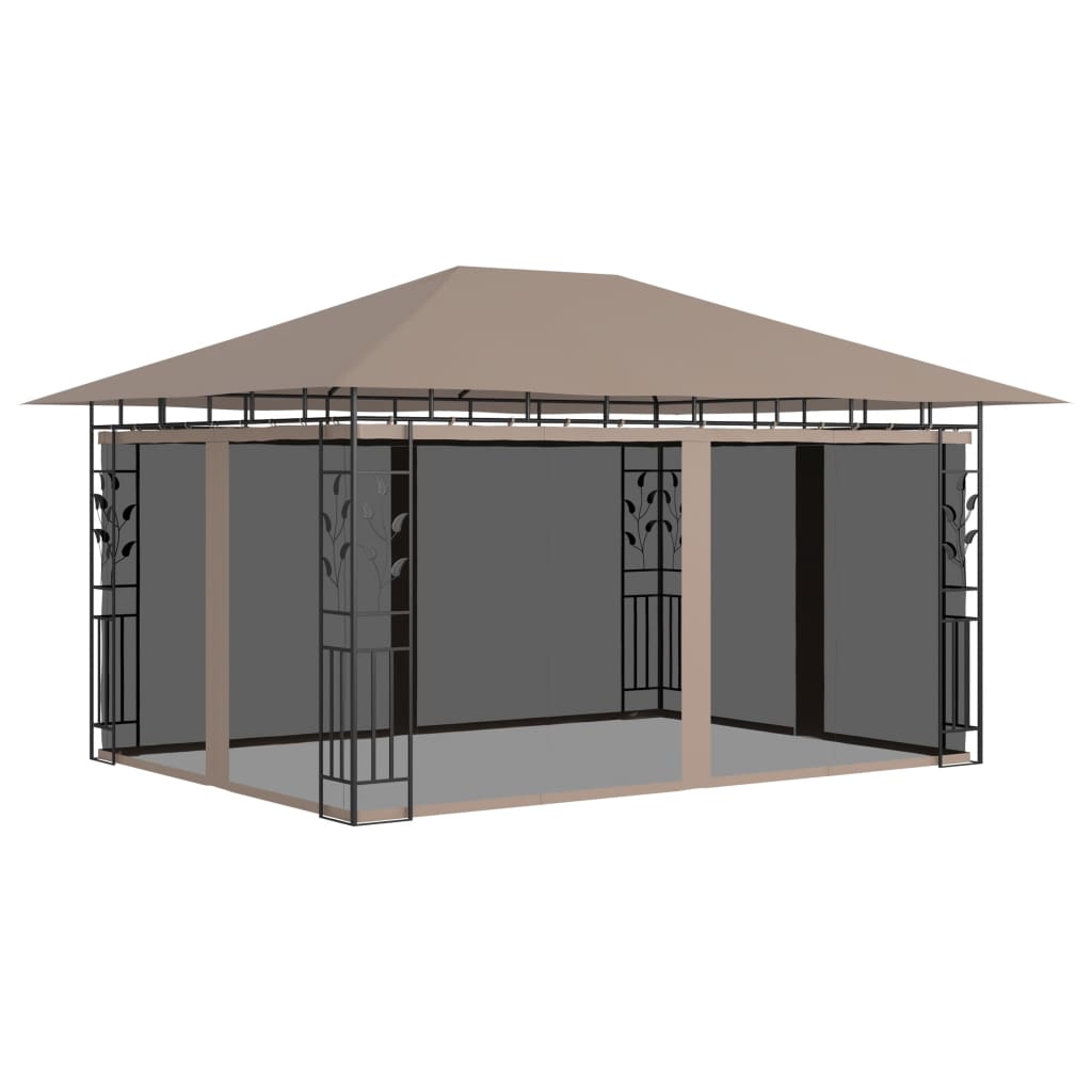 Cenador con mosquitera color crema 3x3x2,73 m 180 g/m²