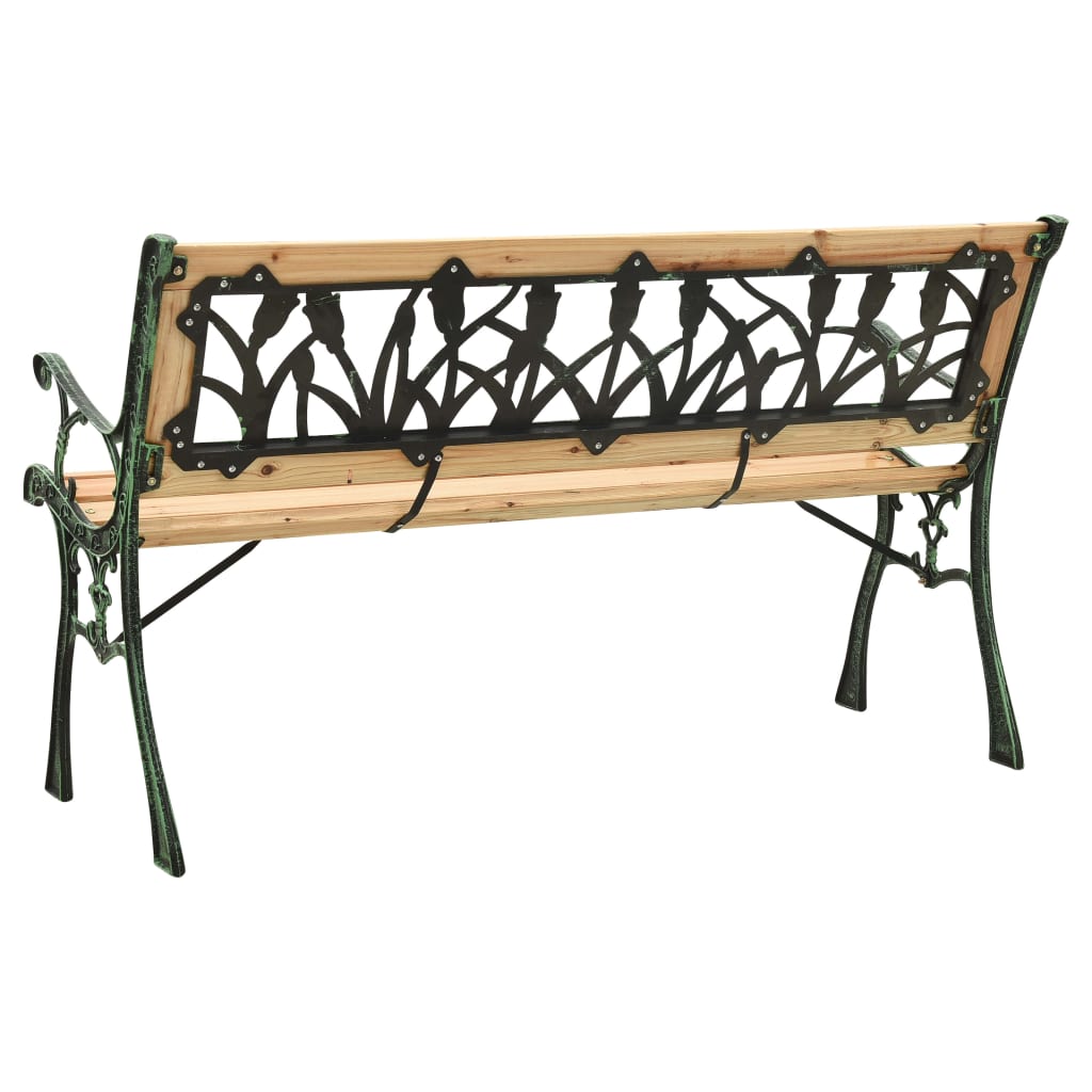 Banco de jardín hierro fundido y madera de abeto maciza 122 cm
