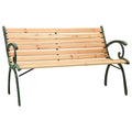 Banco de jardín hierro fundido y madera maciza de abeto 123 cm