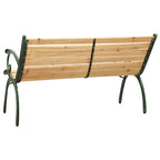 Banco de jardín hierro fundido y madera maciza de abeto 123 cm
