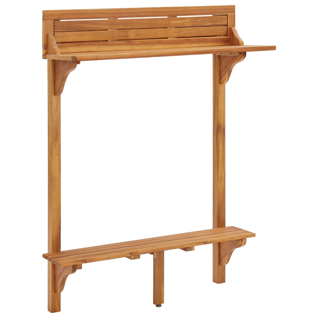 Mesa alta de balcón de madera maciza de acacia 90x37x122,5 cm