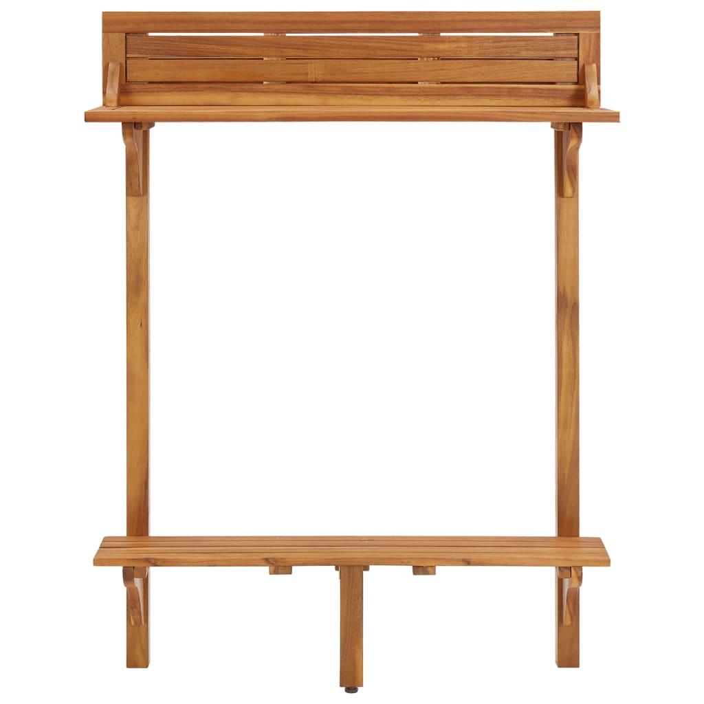 Mesa alta de balcón de madera maciza de acacia 90x37x122,5 cm