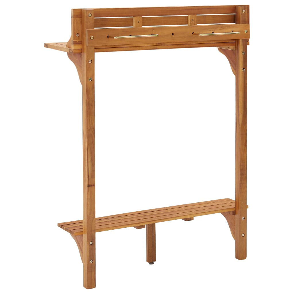 Mesa alta de balcón de madera maciza de acacia 90x37x122,5 cm