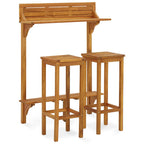 Juego de bar de balcón 3 piezas madera maciza de acacia