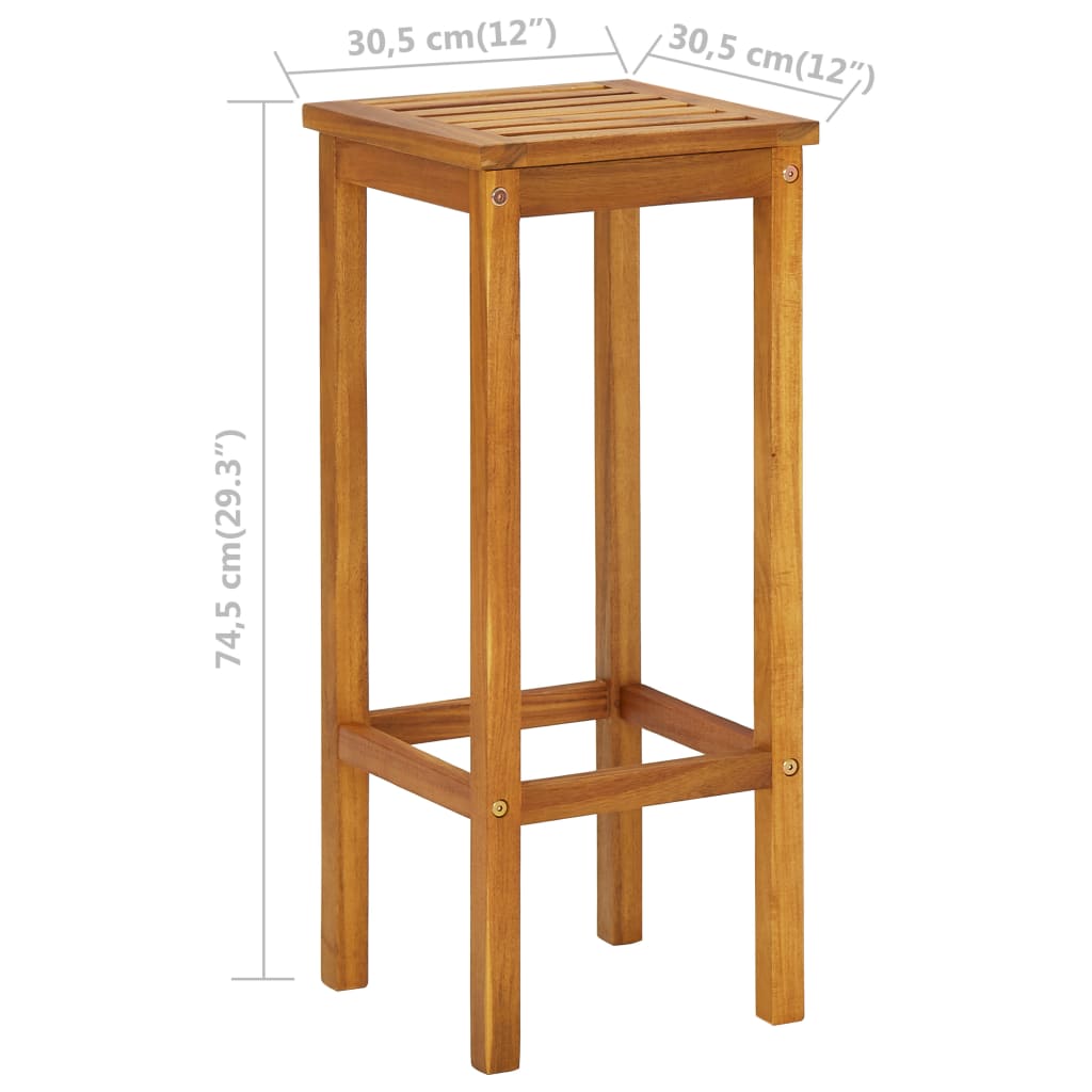 Juego de bar de balcón 3 piezas madera maciza de acacia