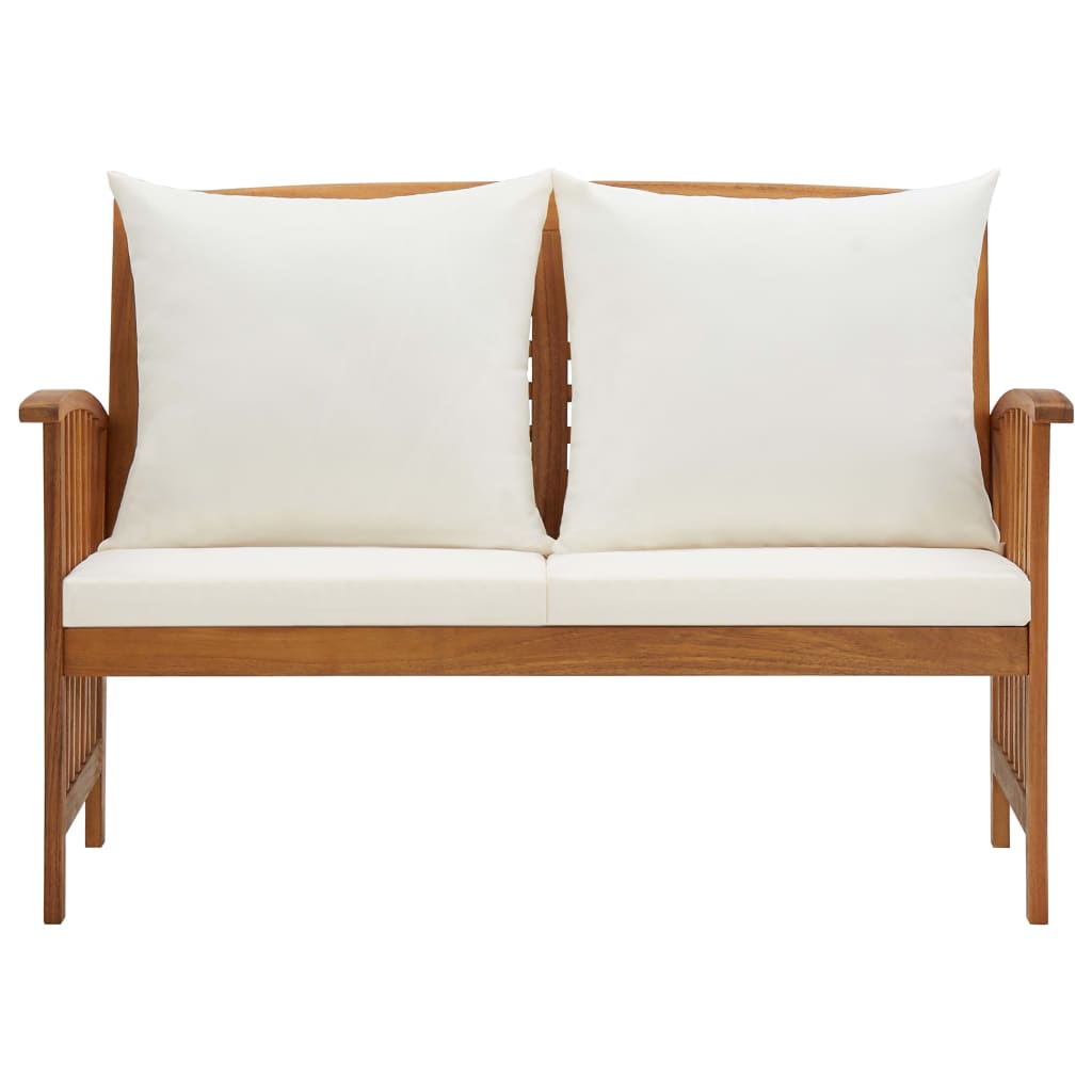 Garden bench with cushions 119 cm solid acacia wood