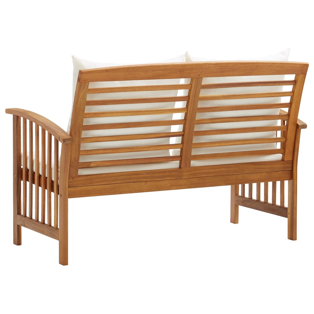 Banco de jardín con cojines 119 cm madera maciza de acacia
