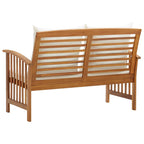 Banco de jardín con cojines 119 cm madera maciza de acacia