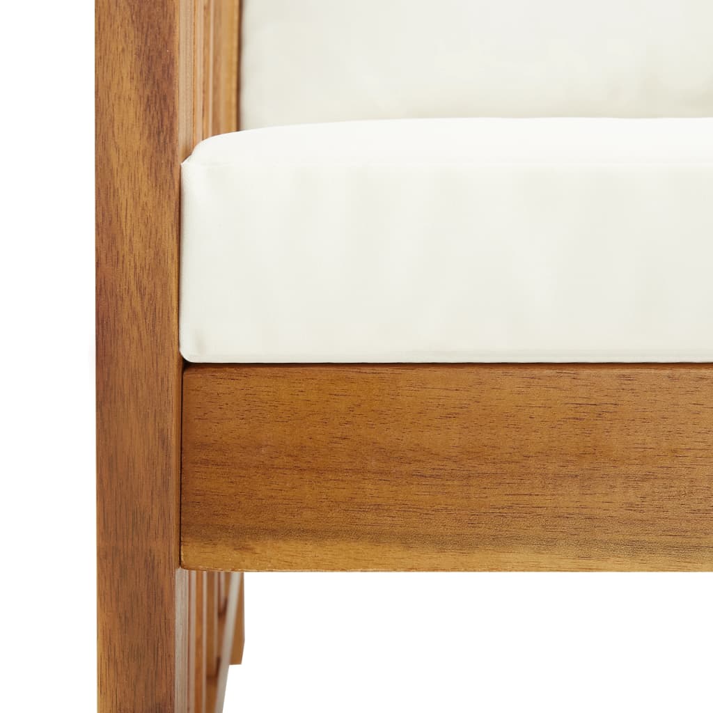 Garden bench with cushions 119 cm solid acacia wood