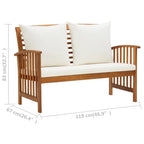 Banco de jardín con cojines 119 cm madera maciza de acacia