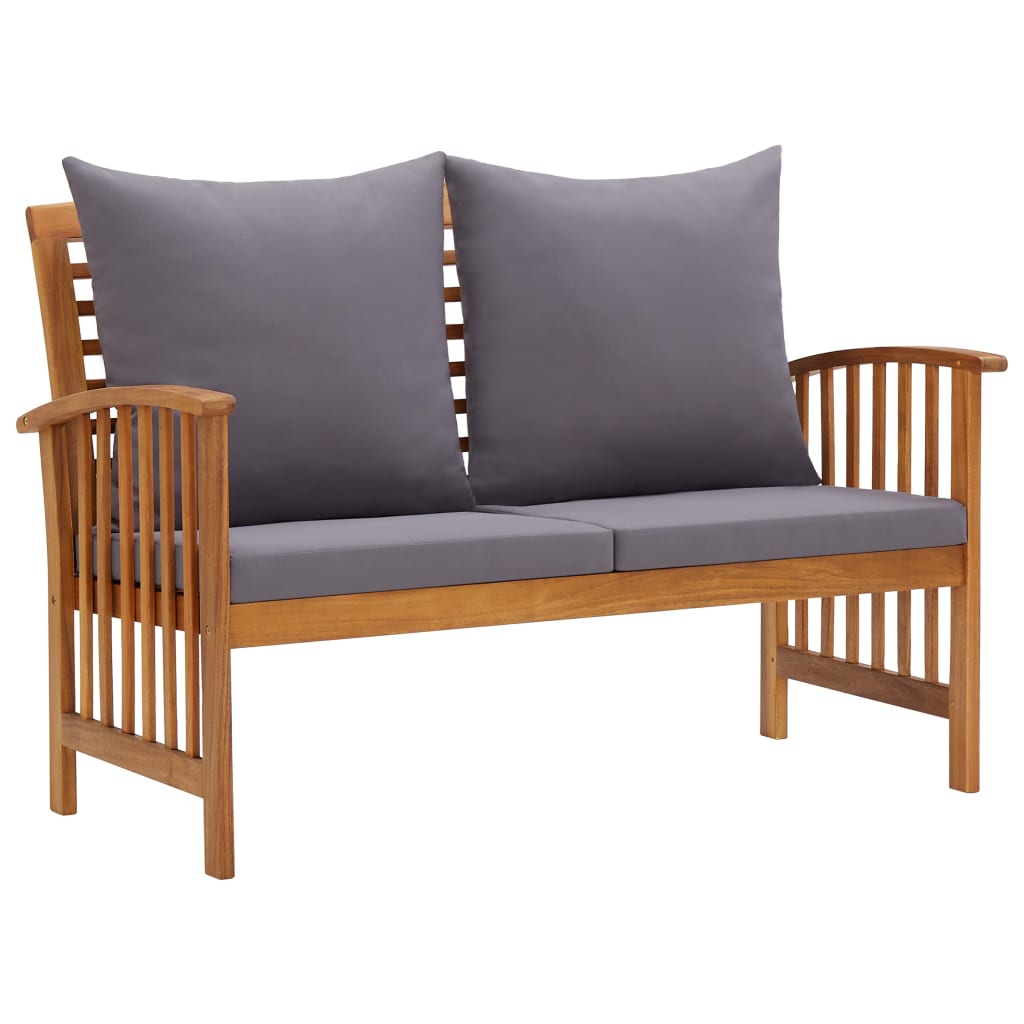 Garden bench with cushions 119 cm solid acacia wood