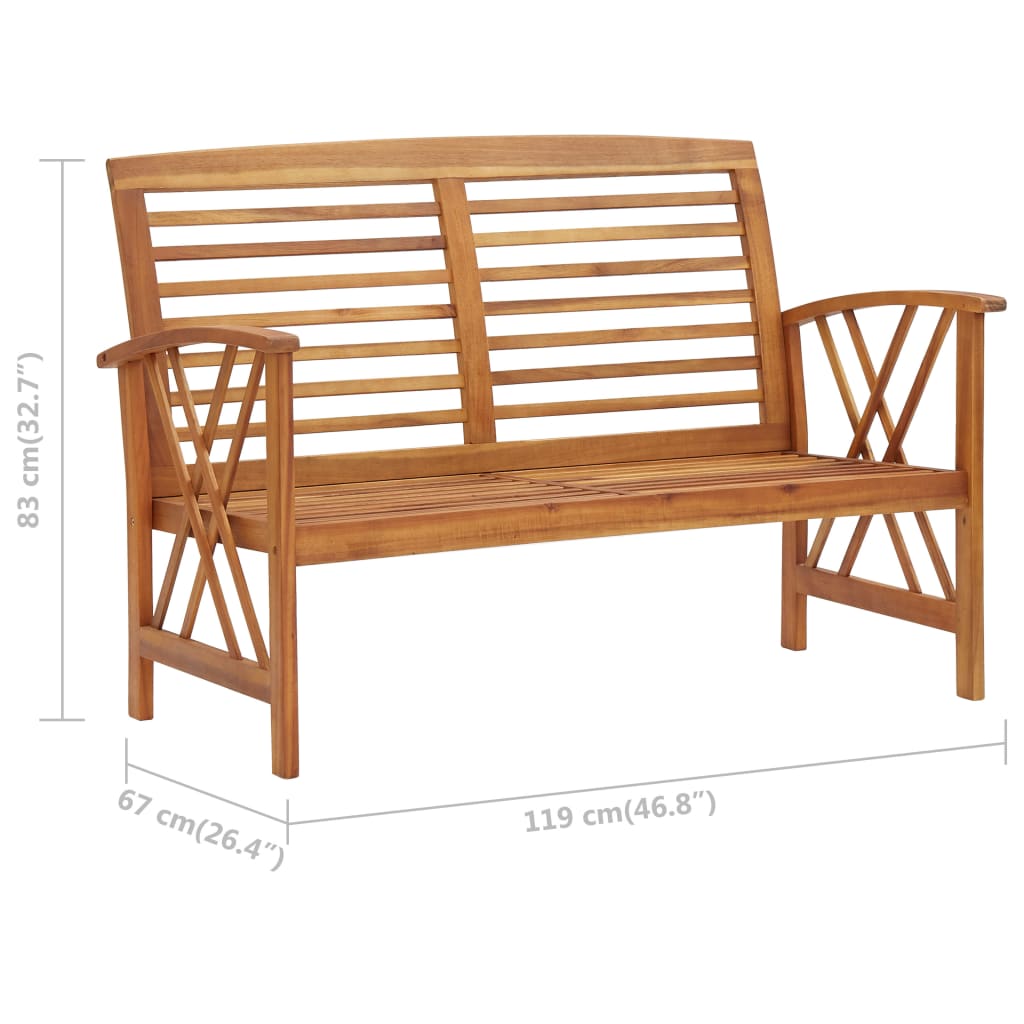 Banco de jardín de madera maciza de acacia 119 cm