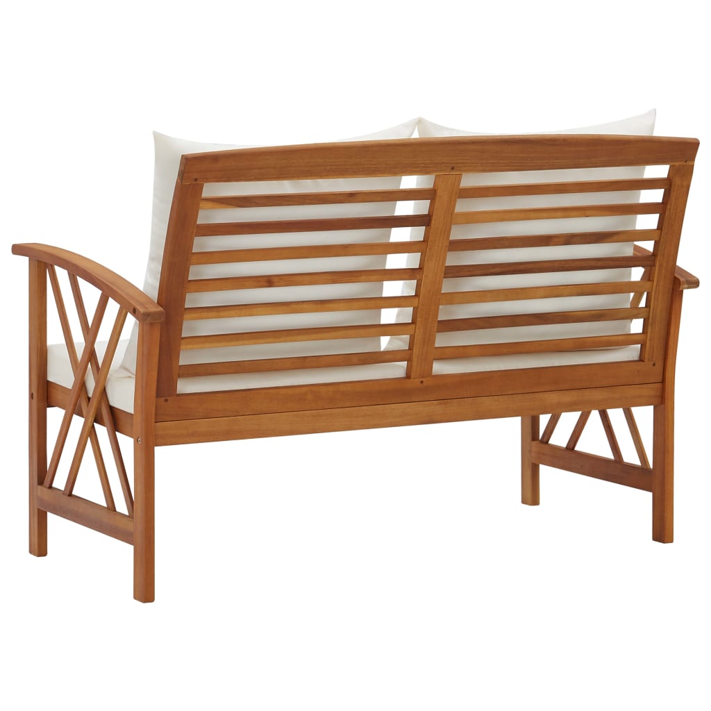Banco de jardín con cojines 119 cm madera maciza de acacia
