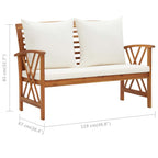 Banco de jardín con cojines 119 cm madera maciza de acacia