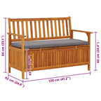 Banco de almacenaje de jardín madera maciza acacia 120 cm