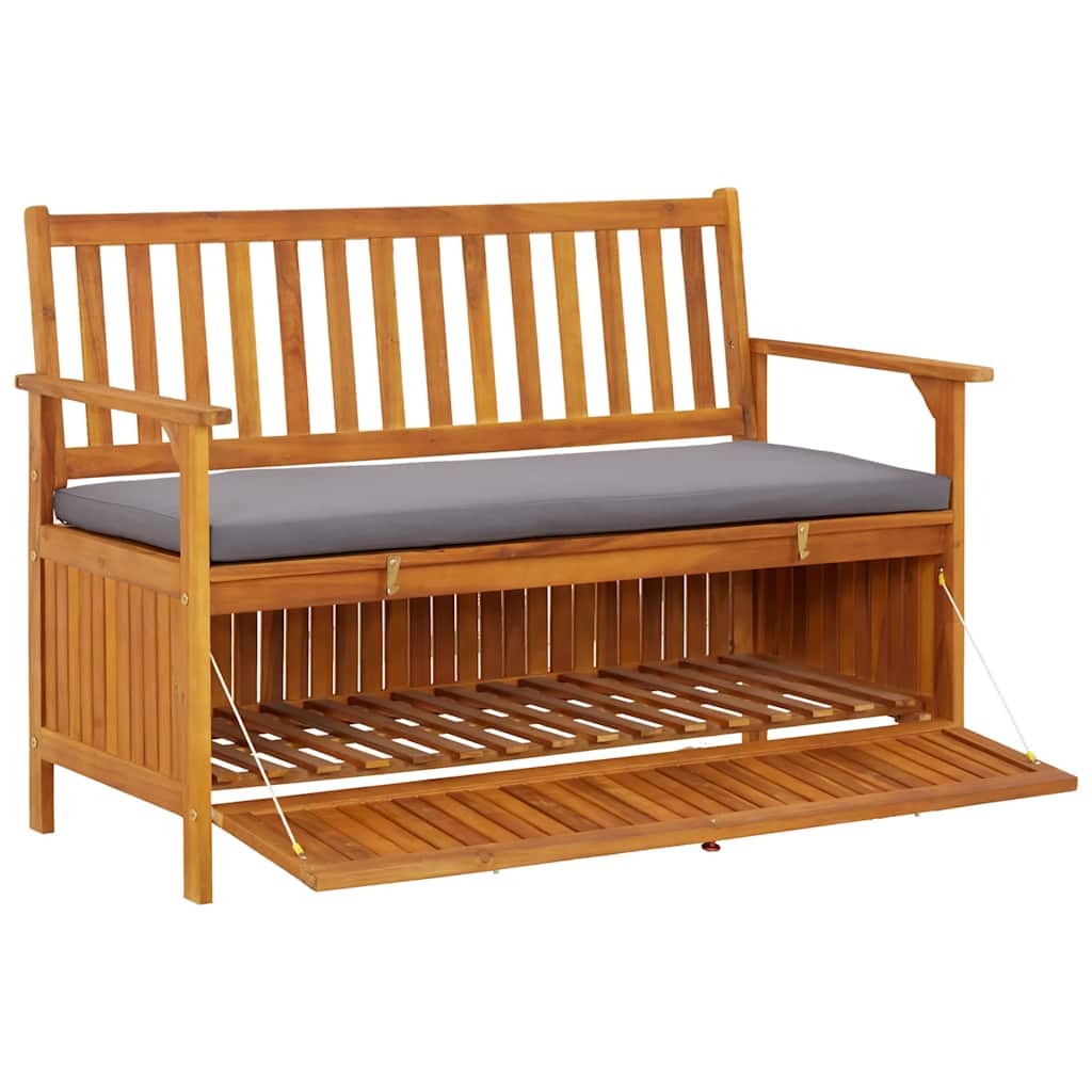 Banco de almacenaje de jardín madera maciza acacia 120 cm
