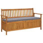 Banco de almacenaje de jardín con cojín 148 cm madera acacia