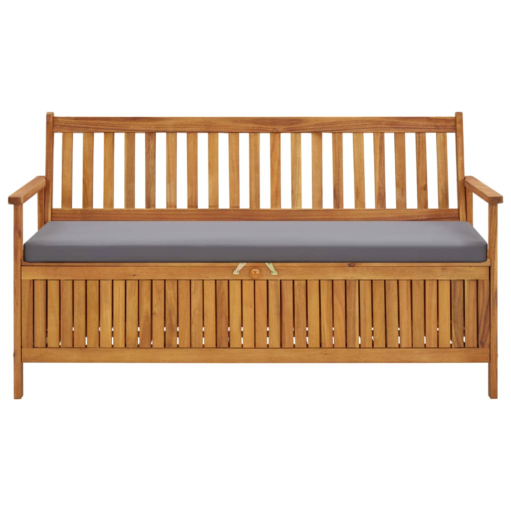 Banco de almacenaje de jardín con cojín 148 cm madera acacia