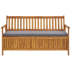 Banco de almacenaje de jardín con cojín 148 cm madera acacia