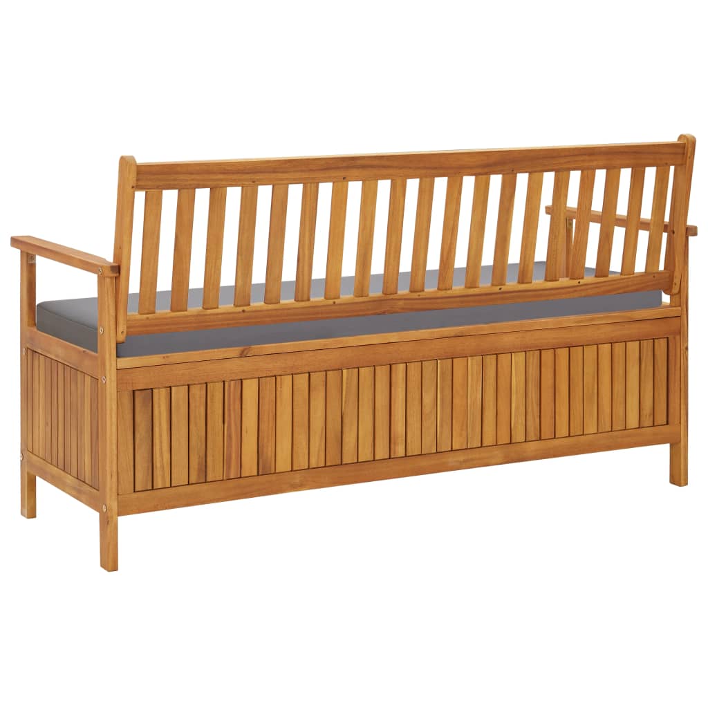 Banco de almacenaje de jardín con cojín 148 cm madera acacia
