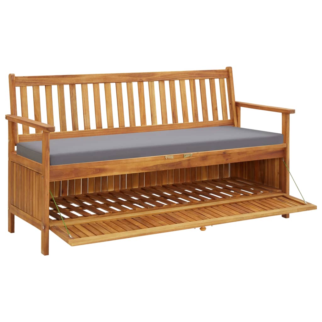 Garden Storage Bench with Cushion 148 cm Acacia Wood