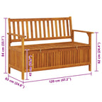 Banco de almacenaje de jardín madera de acacia maciza 120 cm