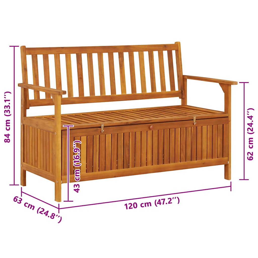 Banco de almacenaje de jardín madera de acacia maciza 120 cm