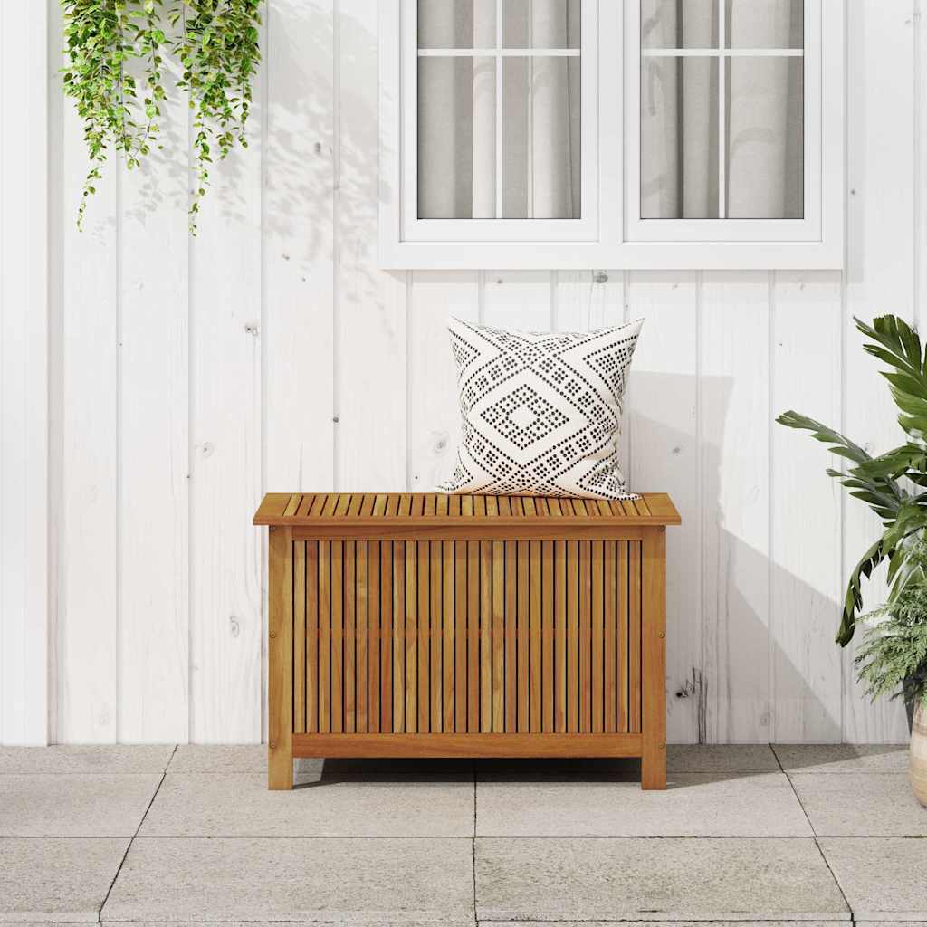 Baú de arrumação de jardim em madeira maciça de acácia 150x80x75 cm